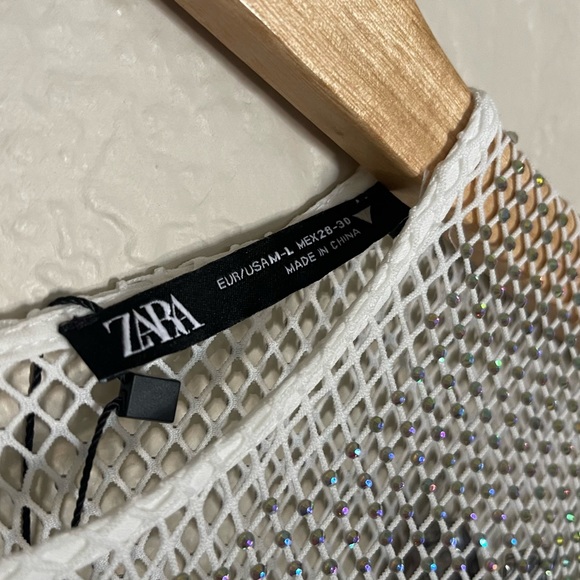 ZARA | NWT! Rhinestone Diamonds Mesh Maxi Dress Size: Large - Zara Blogger Fav - Picture 7 of 10